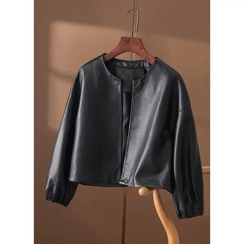 PU Leather Jackets Short Simple Coat Women Jacket -JC-1019