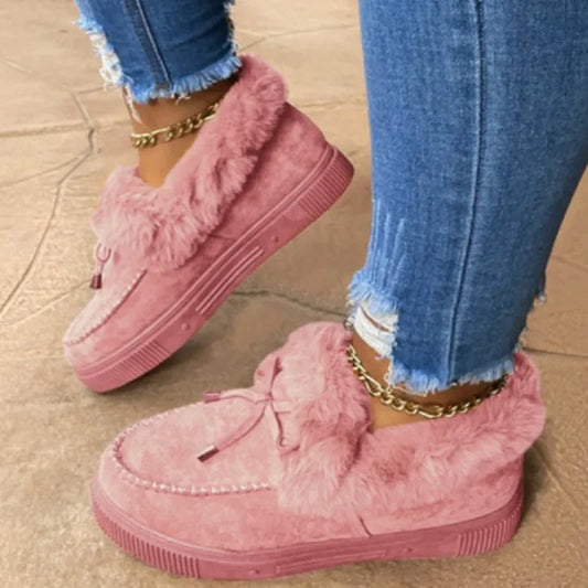 Female Feetwear Winter Cotton Plush Warm Casual Flat Short Boots-SH-1043