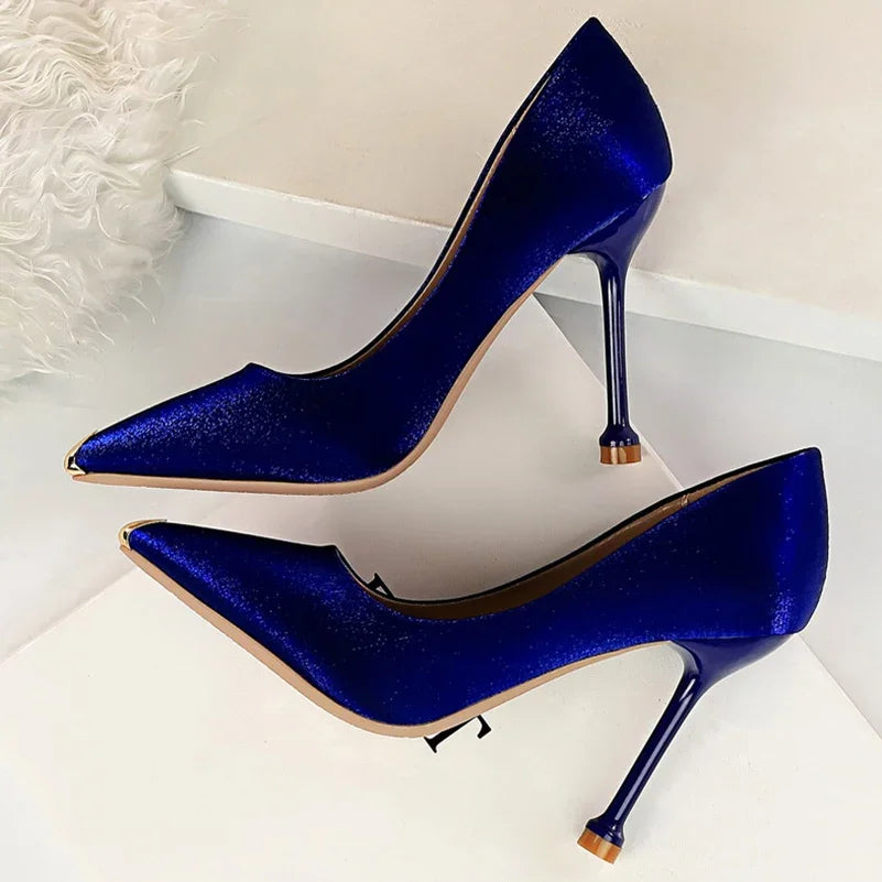 Women High Heels Sandals Metal Wedding Satin Heels Luxury Sandals Office Prom Classic Escarpins-SH-1178