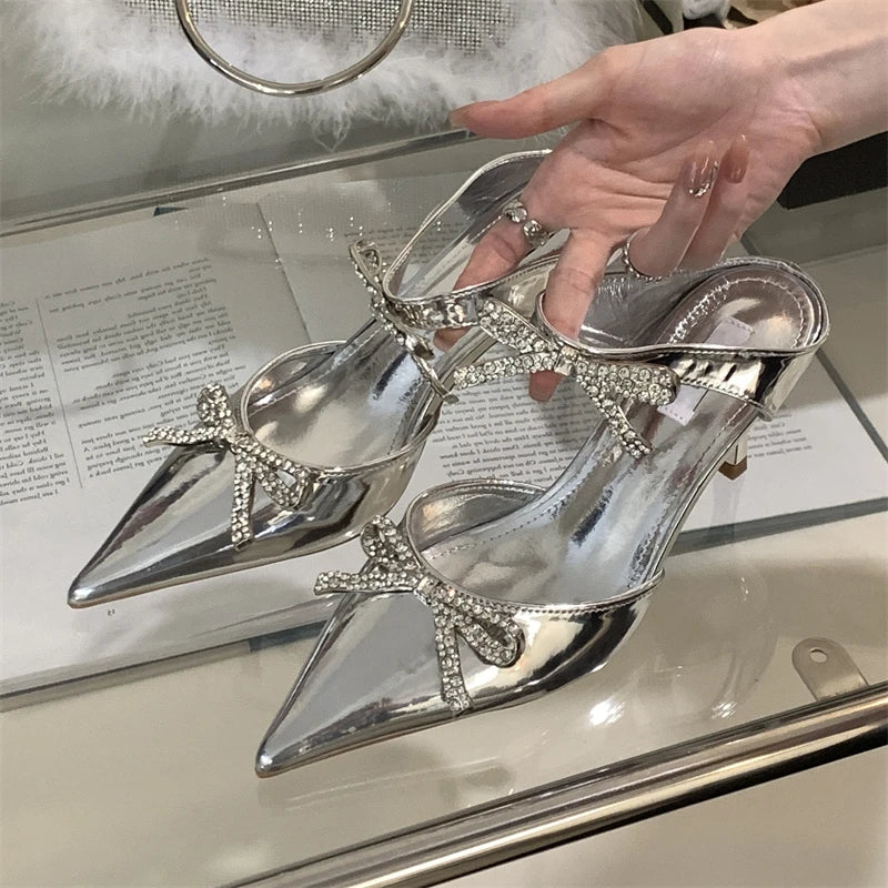 Women Summer Crystal Butterfly-knot Pointed Female Pumps-SH-1083