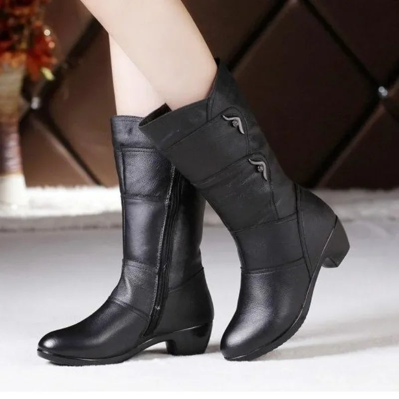 Women Outdoor Anti  Boot Waterproof Leather Boots Winter Boots Mujer-SH-1050