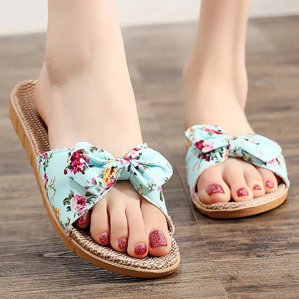 Female Slippers Linen Sweet Slippers for Women Indoor Outdoor-SH-1136