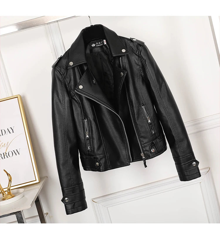 Women's Clothing short motorcycle PU Leather Jacket Korean version of the coats-JC-1041