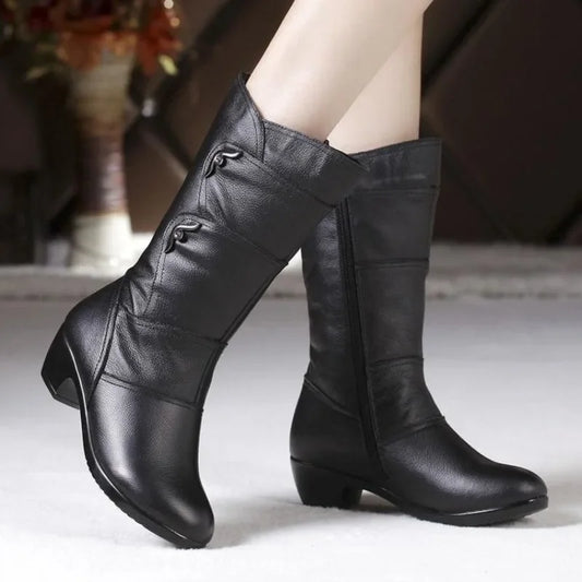 Women Outdoor Anti  Boot Waterproof Leather Boots Winter Boots Mujer-SH-1050