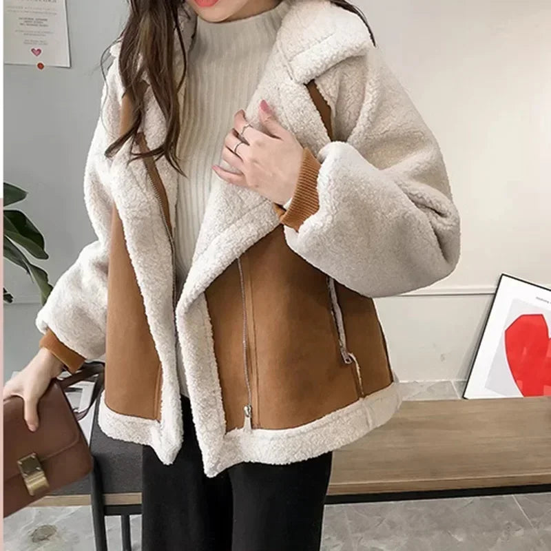 New Autumn Winter Jackets for Women Velvet Coat Women Korean Fashion Streetwear-JC-1056