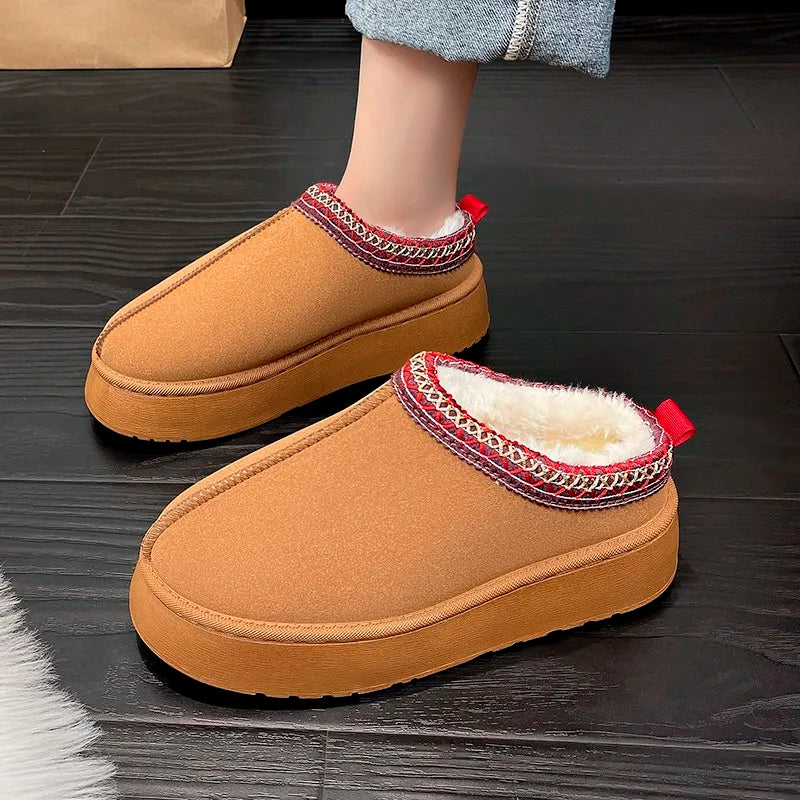 Winter Women Leather  Lazy Loafers Boots Woman Lady Flat Bottine Botas SH-1036