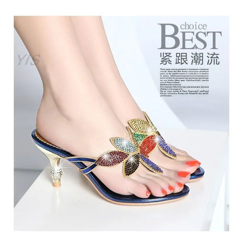 Women Crystal Slippers Glitter Flat Soft Bling Female Flip Flops-SH-1133