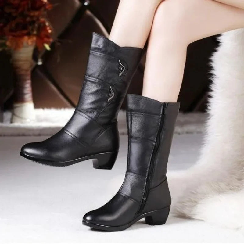 Women Outdoor Anti  Boot Waterproof Leather Boots Winter Boots Mujer-SH-1050