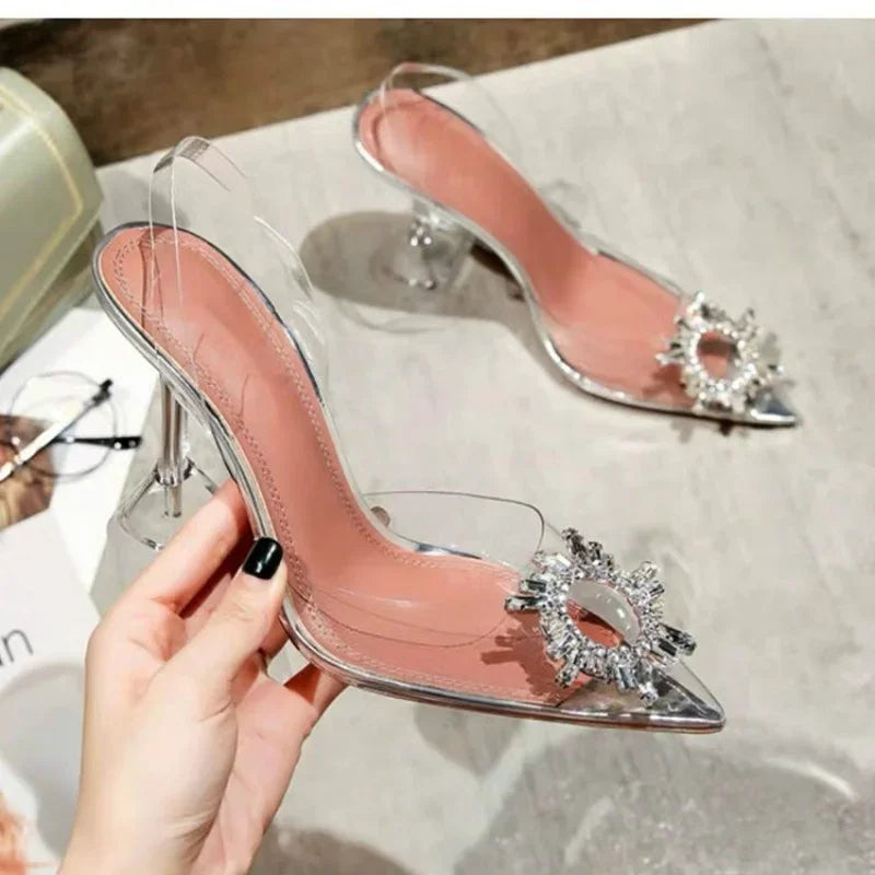 Toes Slide on Fashion Women's Heels Luxury Pump Transparent High-SH-1171