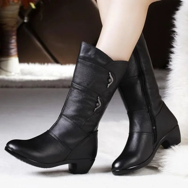 Women Outdoor Anti  Boot Waterproof Leather Boots Winter Boots Mujer-SH-1050