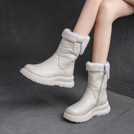 Genuine Leather Winter Shoes Women Snow Boots Ladies Winter Ankle Boots-SH-1193