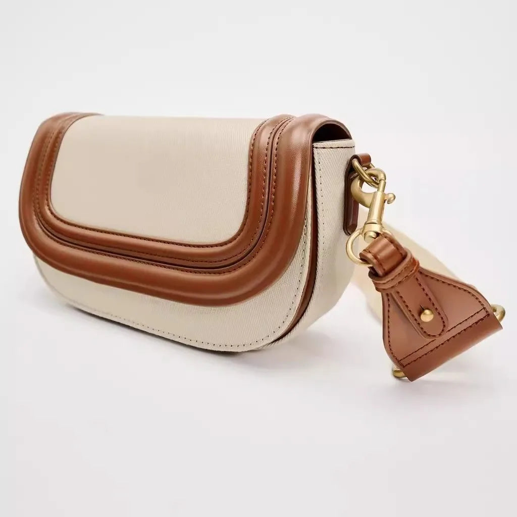 New Underarm Messenger Bags for Women, Canvas and PU Wide Shoulder Strap Saddle Bag-BG-1080