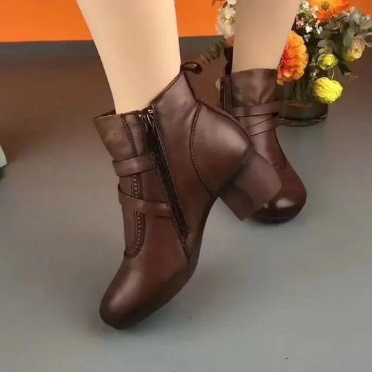 Women Solid Color Zipper Ankle Boots-SH-1203