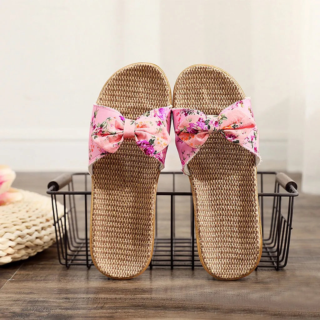 Female Slippers Linen Sweet Slippers for Women Indoor Outdoor-SH-1136