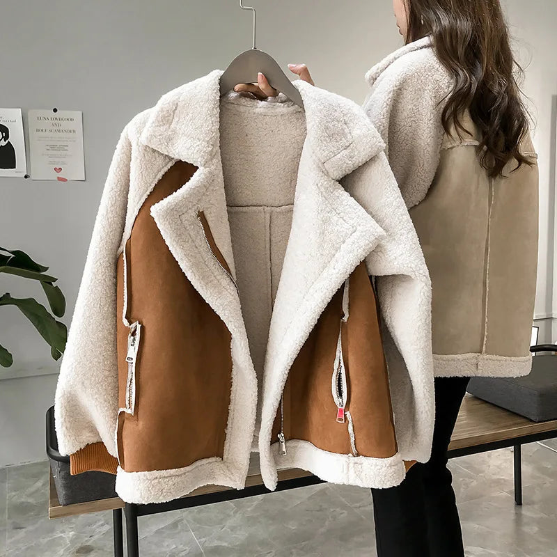 New Autumn Winter Jackets for Women Velvet Coat Women Korean Fashion Streetwear-JC-1056