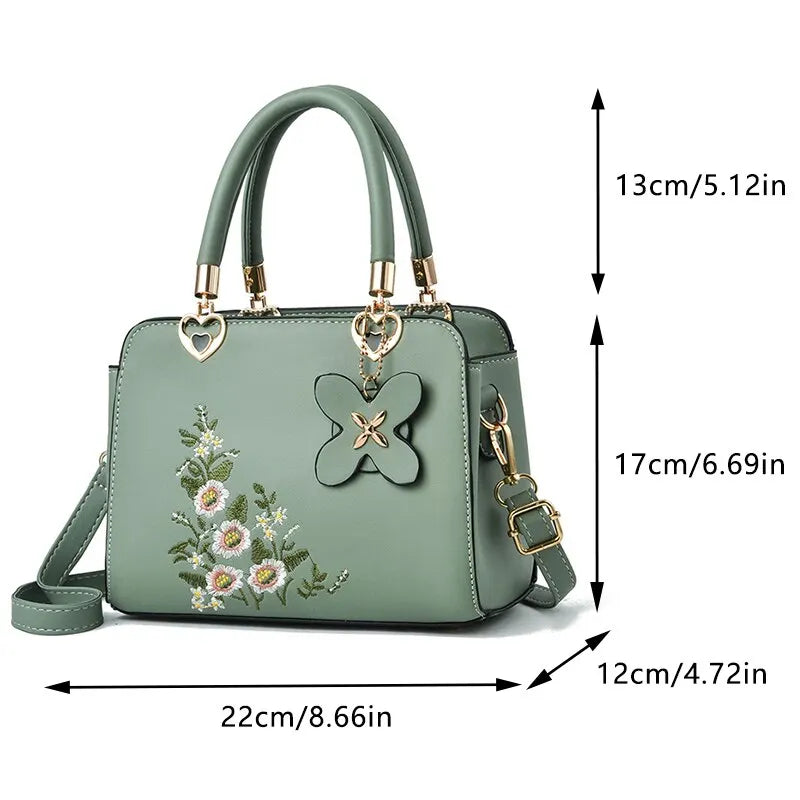 Women Embroidery Handbags Fashion Handle Bag Large Capacity Crossbody Bags Female Trendy Accessories- BG-1001