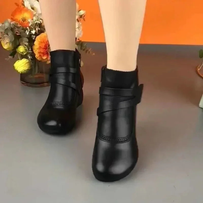 Women Solid Color Zipper Ankle Boots-SH-1203