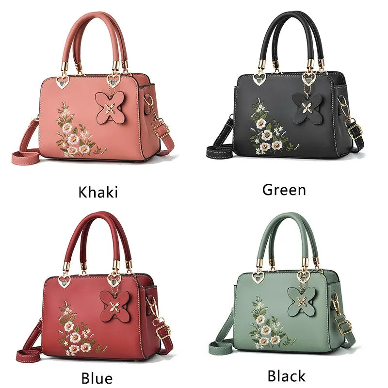 Women Embroidery Handbags Fashion Handle Bag Large Capacity Crossbody Bags Female Trendy Accessories- BG-1001