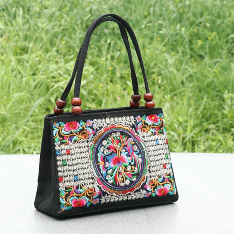 Women Double-sided Double-layer Bag Canvas Middle-aged And Elderly Handbag-BG-1053