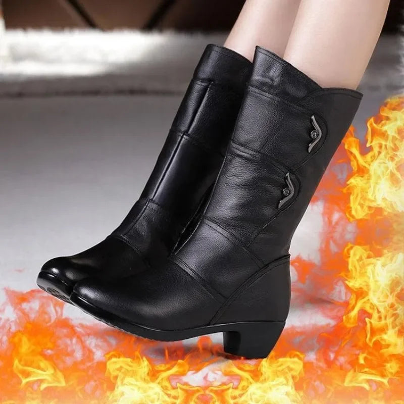 Women Outdoor Anti  Boot Waterproof Leather Boots Winter Boots Mujer-SH-1050