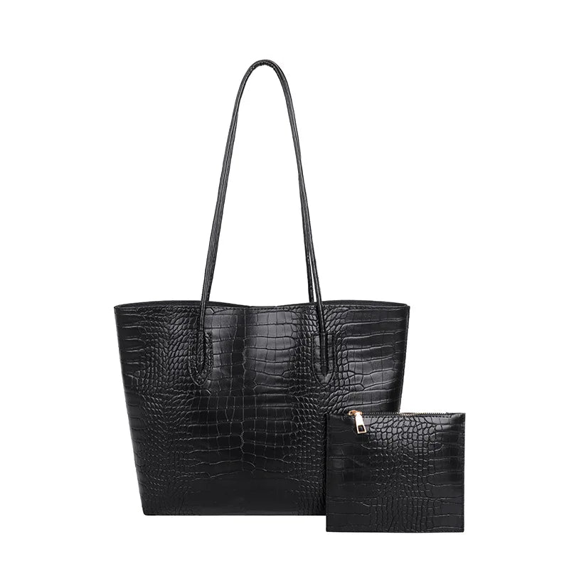 Large Capacity Tote Handbags For Women PU Leather Crocodile print Shoulder Bag-BG-1070