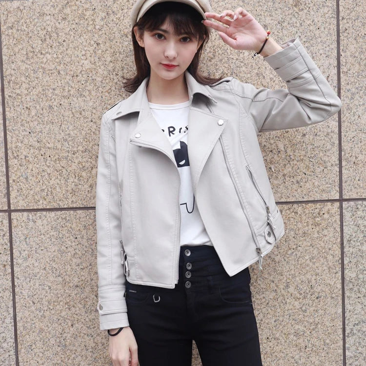 Women's Clothing short motorcycle PU Leather Jacket Korean version of the coats-JC-1041