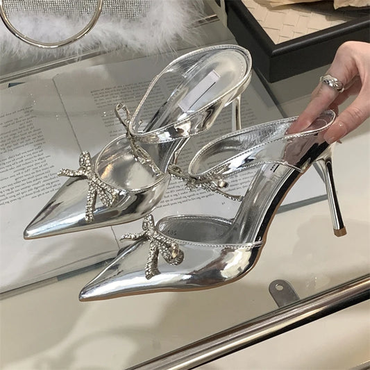 Women Summer Crystal Butterfly-knot Pointed Female Pumps-SH-1083