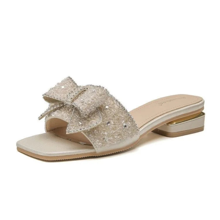 New Chunky Flat Ladies Rhinestone Slippers Comfort Summer-SH-1167