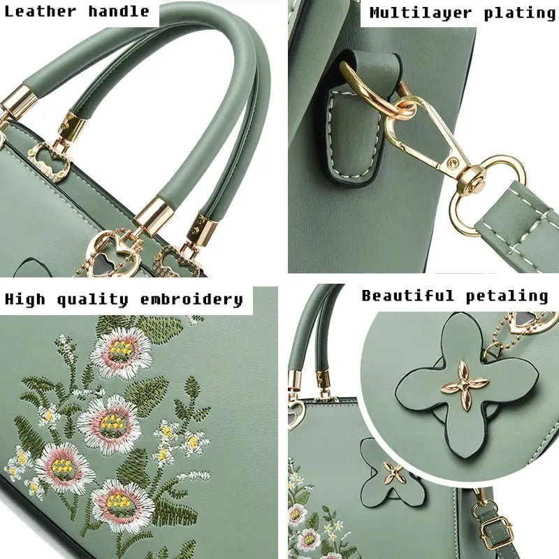 Women Embroidery Handbags Fashion Handle Bag Large Capacity Crossbody Bags Female Trendy Accessories- BG-1001