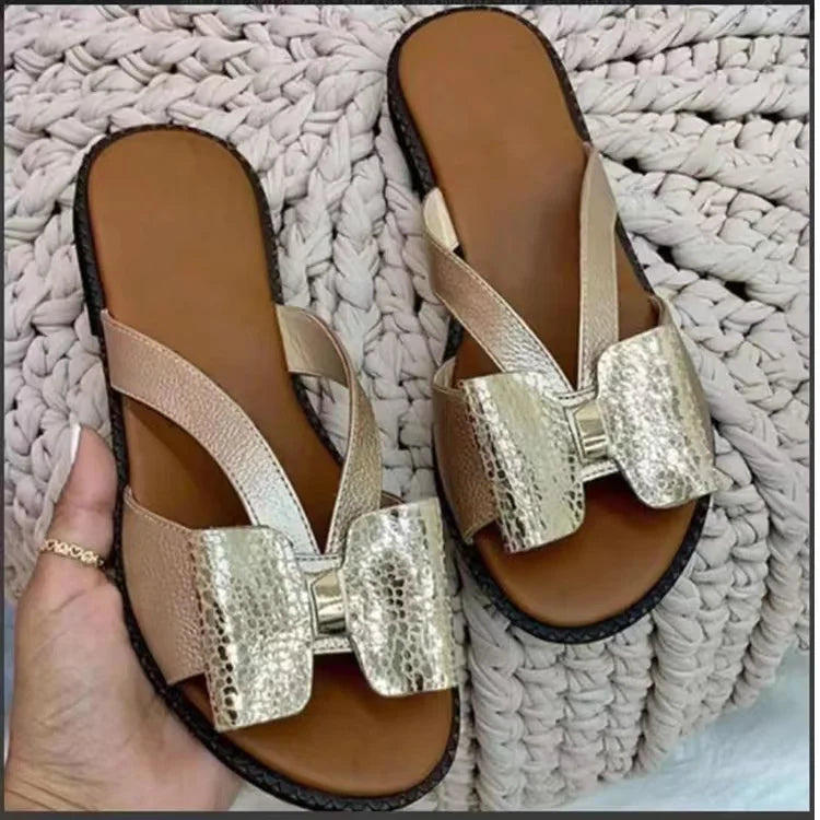 Women Butterfly-Knot Casual Lady Slides Flats Slip-On for Women-SH-1149