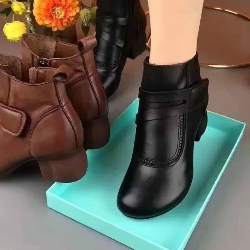 Women Solid Color Zipper Ankle Boots-SH-1203