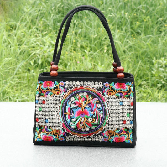 Women Double-sided Double-layer Bag Canvas Middle-aged And Elderly Handbag-BG-1053