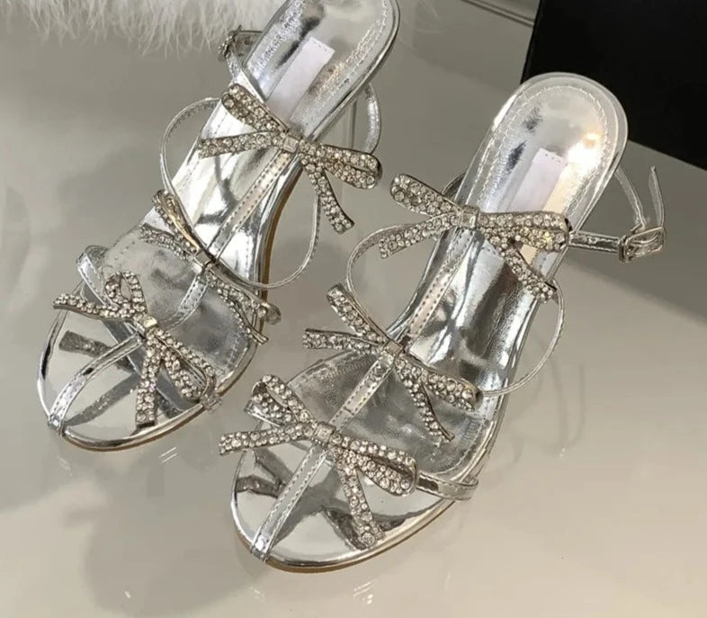 Women Summer Crystal Butterfly-knot Pointed Female Pumps-SH-1083