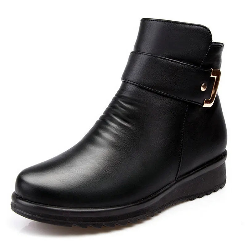 High Quality Fashion Winter Boots Leather Warm Fur Ankle Boots-SH-1196