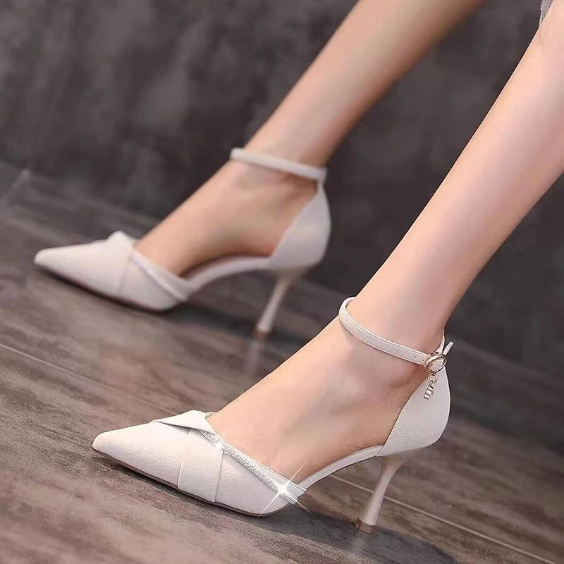 Bling Crystal Ankle Strap for Women Toe Thin Heel Party Ladies Sandals High Heels-SH-1188