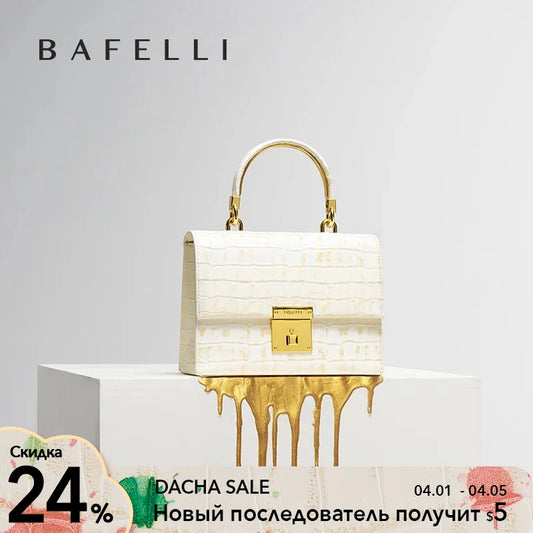 BAFELLI WOMEN'S BAG ELEGANT FEMALE HANDBAG K GOLD GENUINE LEATHER SHOULDER LUXURY BRAND BG-1033