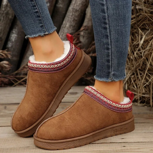 Snow Boots Women Fur Short Plush Warm Flats Slippers Platform- SH-1053