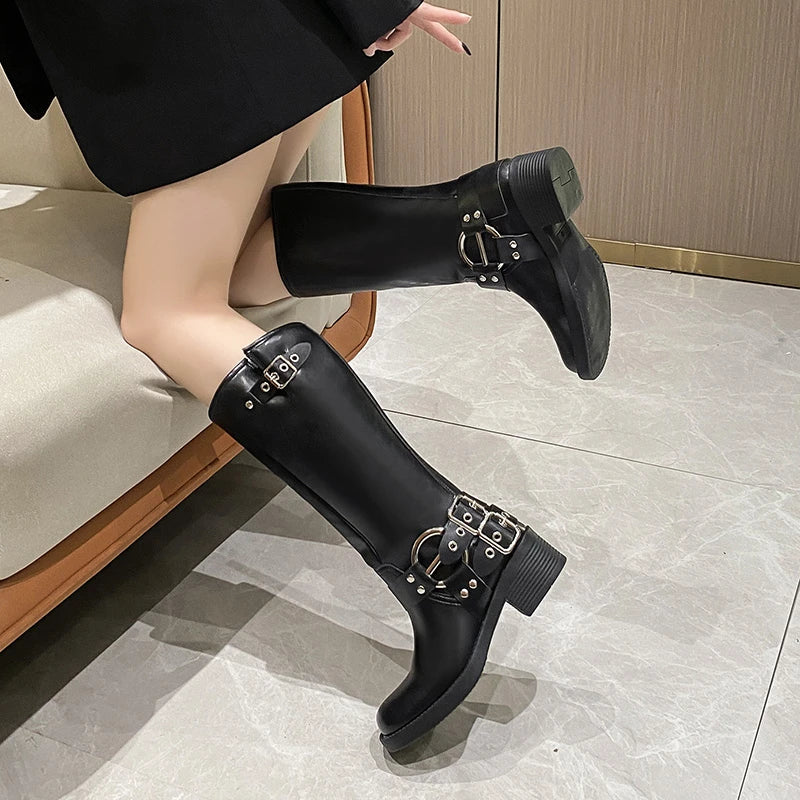 Motorcycle Boots Women Platform  Boots Goth Cowboy Boot-SH-1112