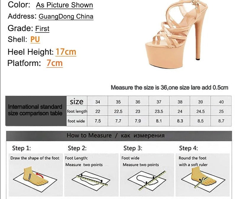 Thin Band American Heels Platform Roman Sandals Heels 17CM-1030