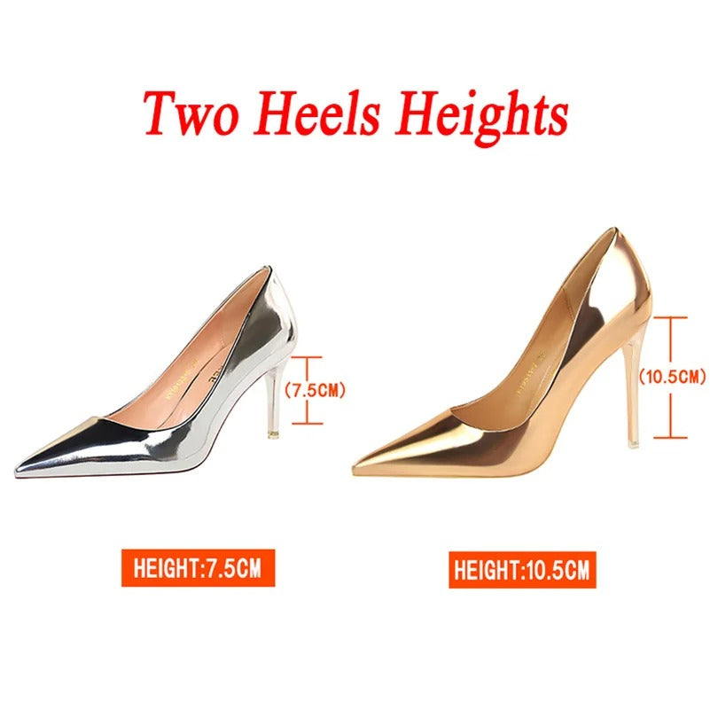 Women High Heels Sandals Lady Stiletto Middle Sandals Heels Gold Silver Event-1006