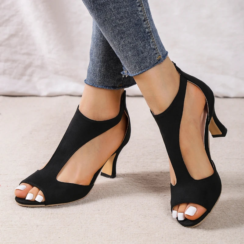 Woman Toe Fish Toe Stiletto Sandals Medium Roman Plus-1014