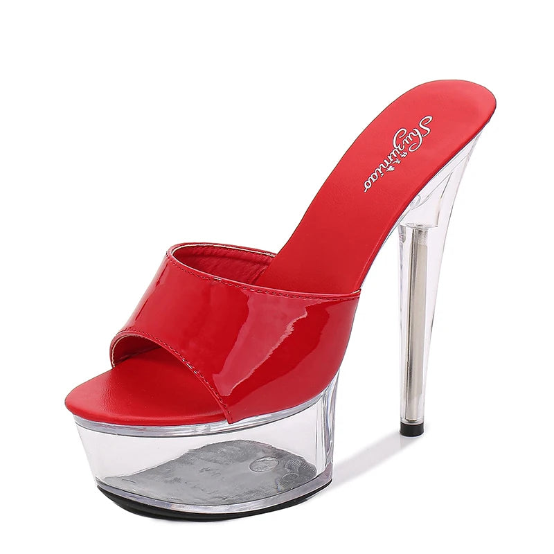 Women Slippers Summer Patent leather 15cm Outdoors SH-1011